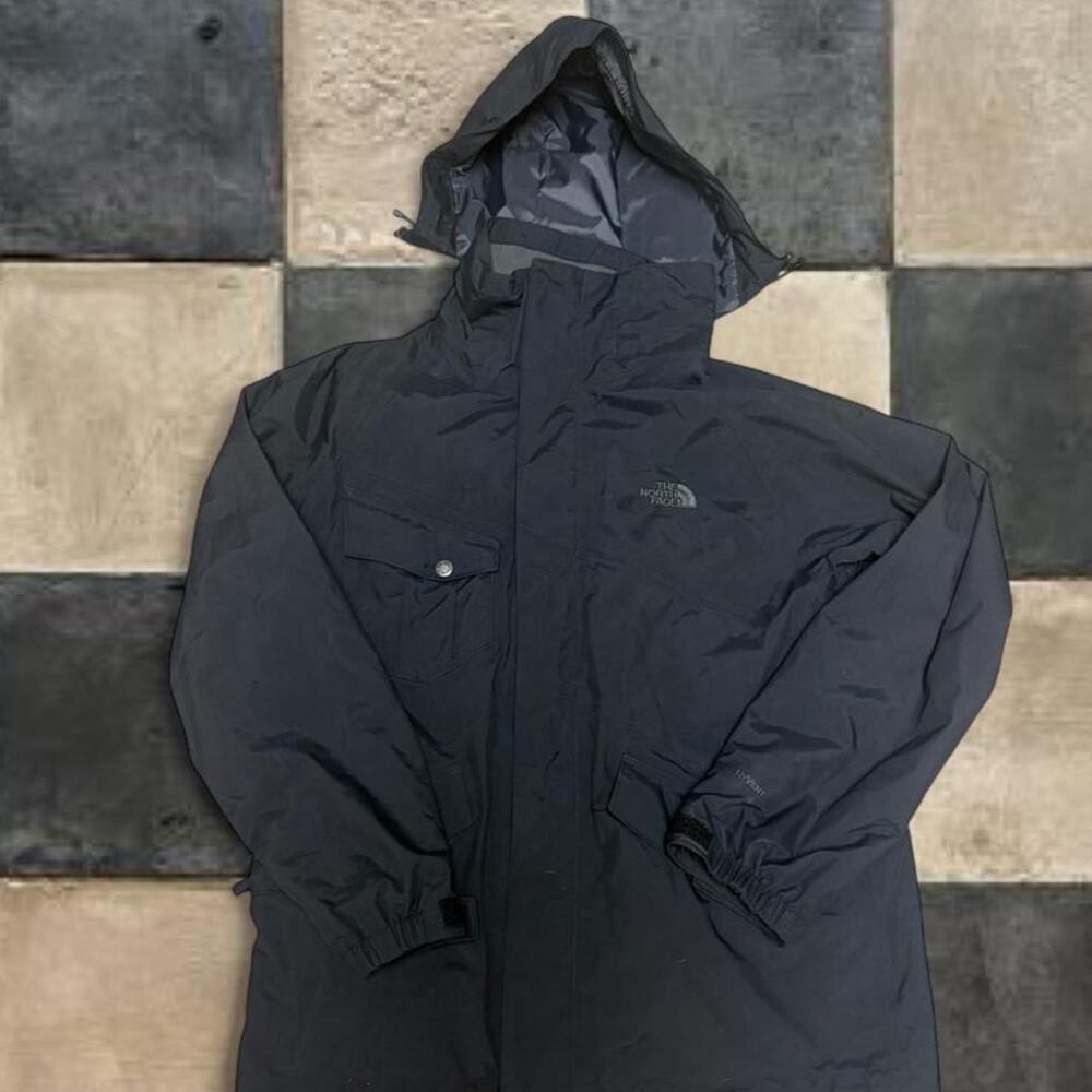 North Face HyVent Hooded Full Zip Long Parka Coat Mens Medium